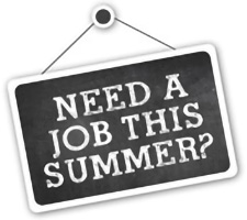 Tafel mit Aufschrift NEED A JOB THIS SUMMER